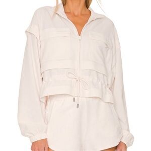 ALO Yoga Ready Set Full Zip Jacket in Ivory Cream